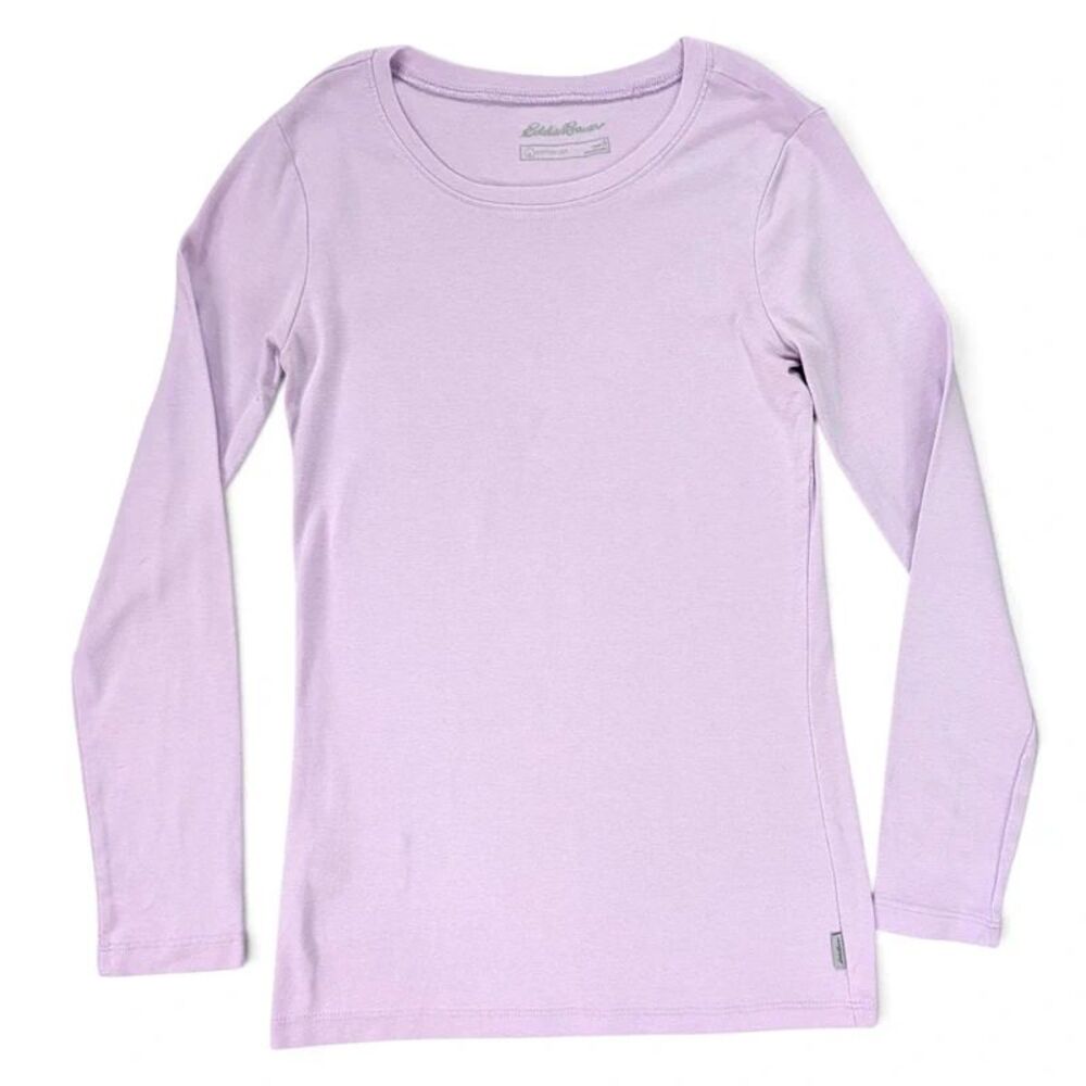 Eddie Bauer Long Sleeve Crew Neck Shirt Small Womens Purple Lavender Top T-Shirt
